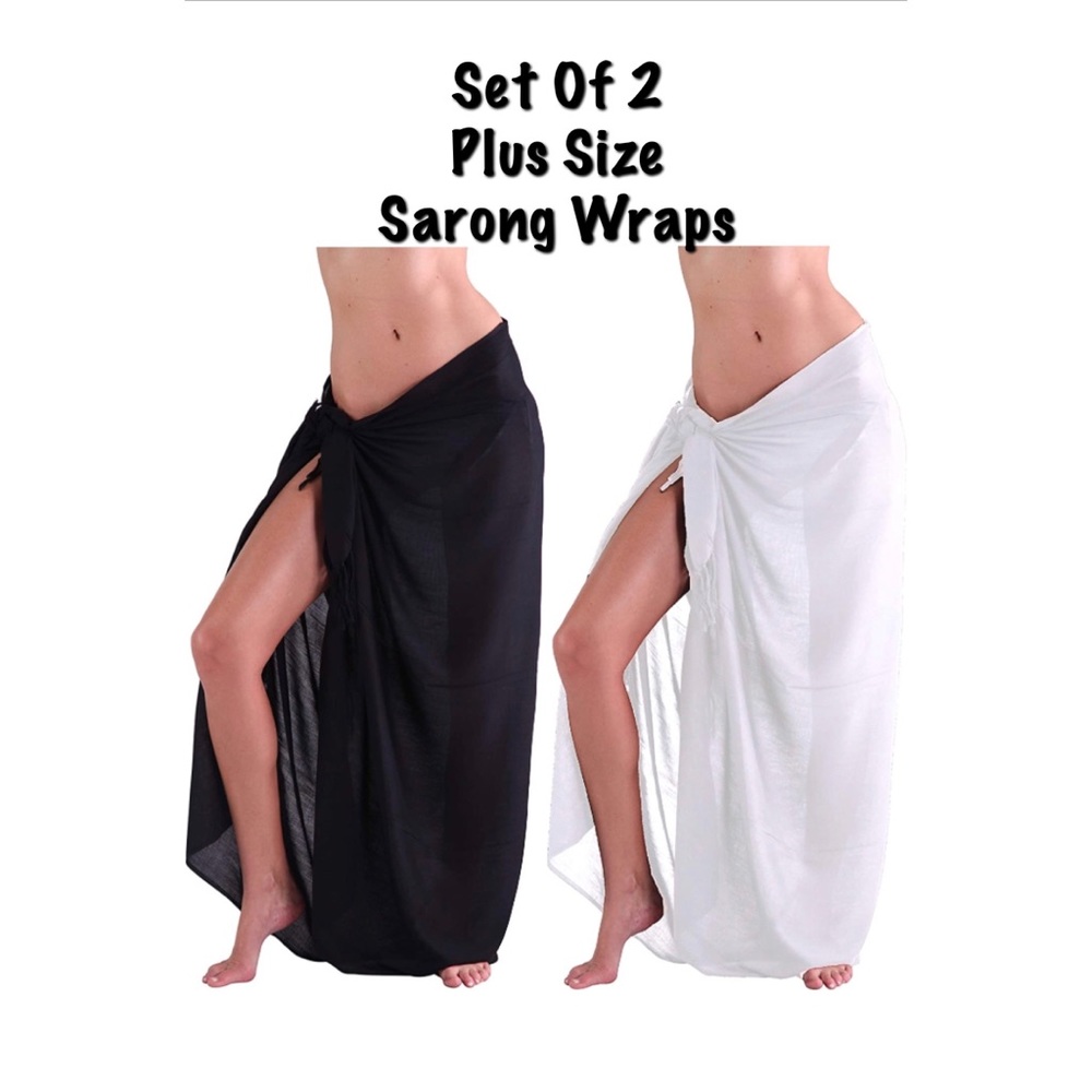 New 2 Plus Size Sarong Wrap Swim Cover Up Maxi Skirt NWT